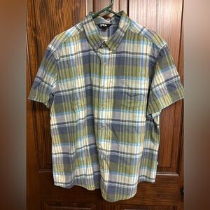 Eddie Bauer Tidelands - SS - Blue, Green, White - X-Large - Button Up - 100%…
